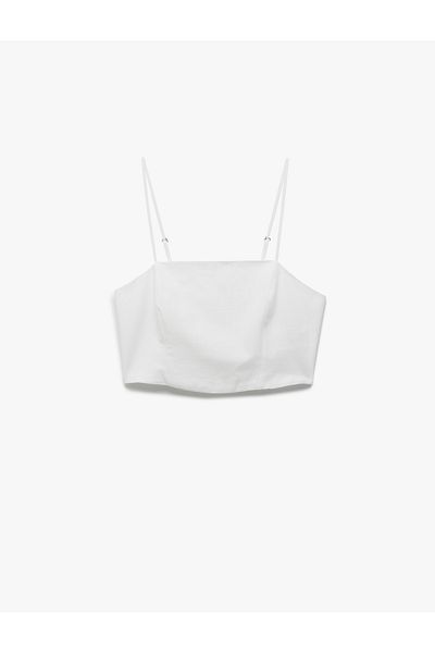 Koton Cotton Back Gipe Detailed Thin Strap Crop Bustier