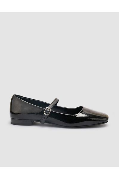 Cabani 100% Genuine Leather Black Patent Leather Women's Ballerinas