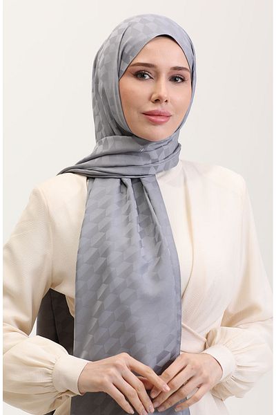 sefamerve Σάλι Koza Jacquard 90187-03 Γκρι