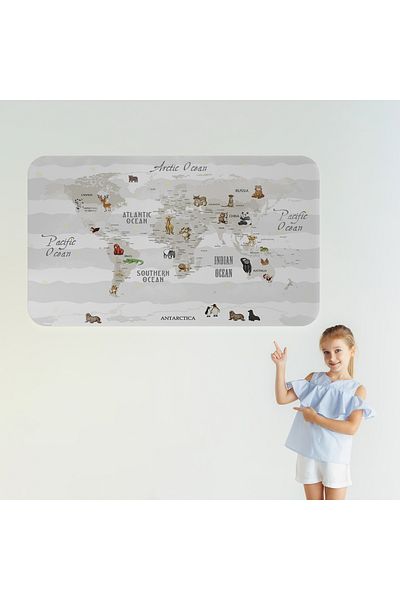 Harita Sepeti Educational World Map World Atlas Children's and Baby's Room Wall Sticker-3812