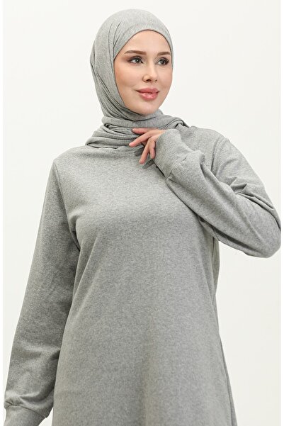 sefamerve Αθλητικό παντελόνι με δύο νήματα με σχισμή διπλό κοστούμι 0002-01 Γκρι