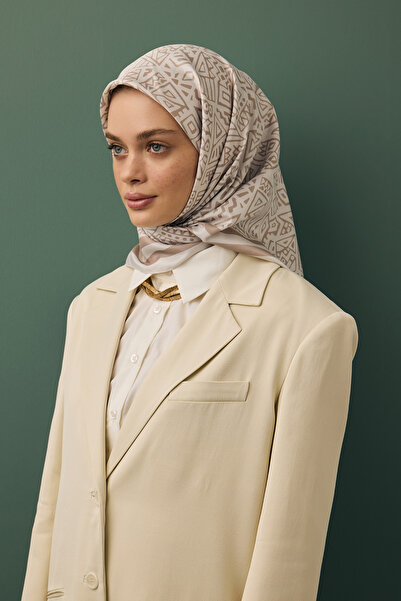 Qef Twill Silk Scarf, Beige Tina