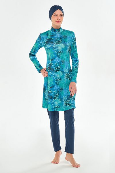 ROZAMAY Lycra Full Covered Hijab - 3102 Light Navy Blue Swimsuit Pattern