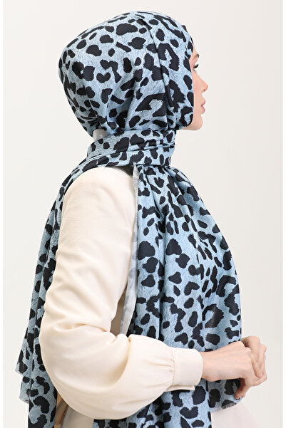 sefamerve Шаль з леопардовим принтом 2076-06 Синьо-чорний