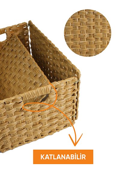 Bliss Knitted Plastic Folding Basket 42.5cm Bathroom and Kitchen Organizer Organizer Multipurpose Storage Box