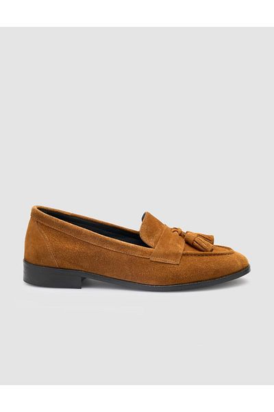 Cabani 100% Genuine Leather Tan Suede Women's Ballerinas