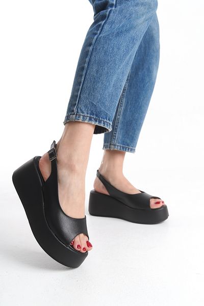 Limeo High Wedge Sole Closed Side Single Stripe Summer Women's Sandals Shoes