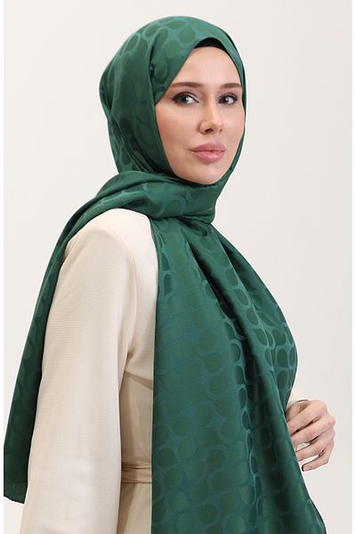 sefamerve Σάλι ζακάρ με μοτίβο Bloom 90183-10 Emerald Green