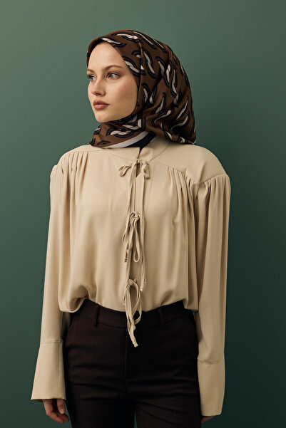 Qef Twill Silk Scarf Aura Brown