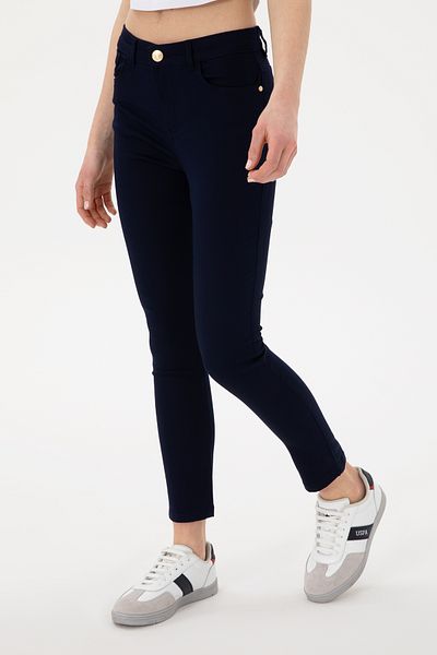 U.S. Polo Assn. Women's Navy Blue Toothpick Fit Canvas Trousers 50309087 -Vr033