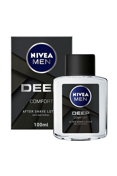 NIVEA Men Deep After Shave Lotion, Antibacterial Black Carbon, Woody Scent, 100ml Pack Of 2