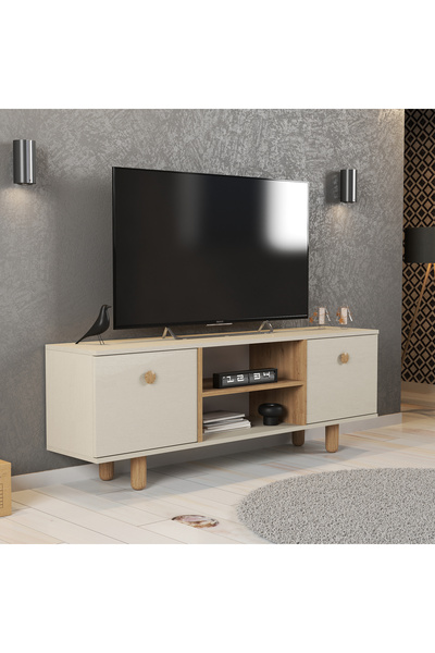 TESSA MOBİLYA 160 Cm Bohem Tv Sehpası 55'' Tv Uyumlu Bohem Ayaklı Geniş Depolamalı Tv Ünitesi