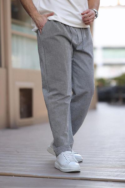 Madmext Black 100% Cotton Relaxed Fit Men's Trousers E6565