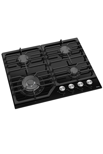 Ferre Nt 025 Siyah Wok Gözlü 60 Cm Döküm Izgaralı Önden Düğmeli Cam Ocak