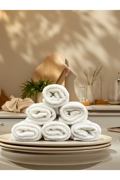iki iplik Set of 10 100% Cotton White Multi-Purpose Cloths |   23X25Cm |   Wiping & Cleaning Cloth
