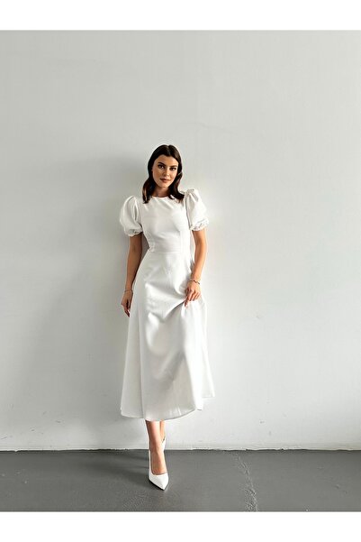 Afiş Butik Midi šaty s melounovými rukávy