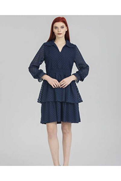 NAVY Πουά Φόρεμα Σιφόν Μίνι Μήκους