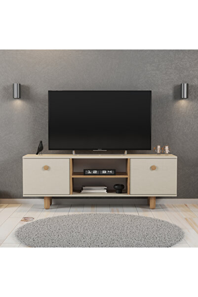 TESSA MOBİLYA 160 Cm Bohem Tv Sehpası 55'' Tv Uyumlu Bohem Ayaklı Geniş Depolamalı Tv Ünitesi