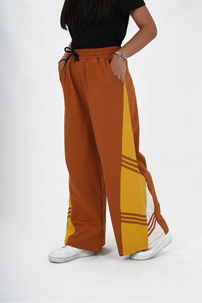 HayKids Girls Two Yarn Fabric Spanish Leg Striped Jogger Pants