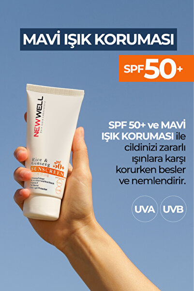 New Well Rice & Ginseng Sunscreen Spf50+ Pirinç Özlü Güneş Kremi 50 ML