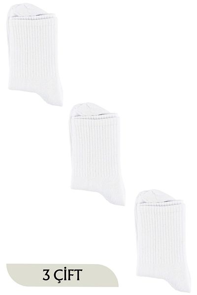 KARDEŞLER ÇORAP Unisex White Tennis Socket Socks College 3 Pack
