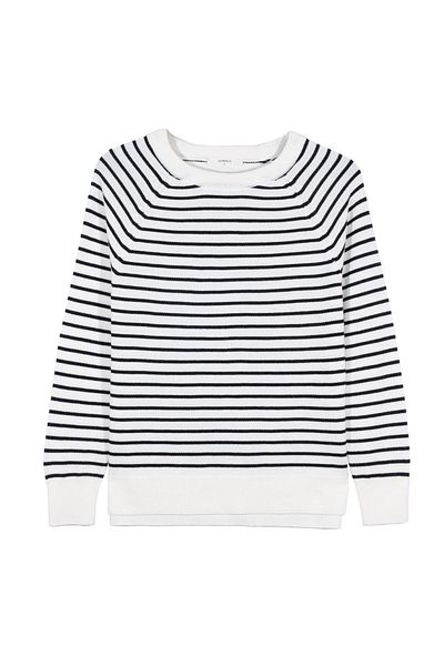 SHERIN Ecru Crew Neck ριγέ μπλούζα