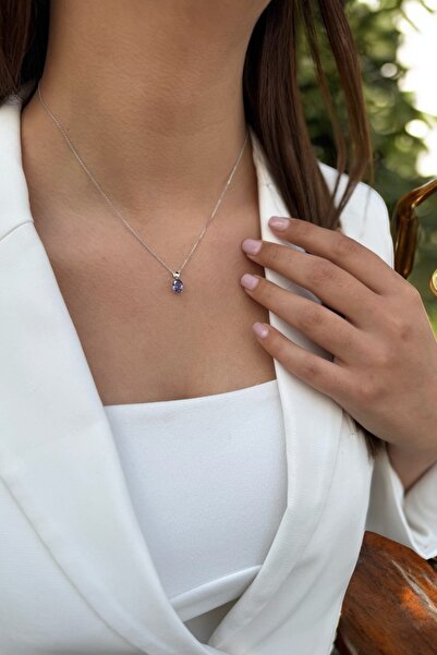 Utku Kuyumculuk 14 AYAR 2,77 CT AMETİST TAŞLI VE PIRLANTA TAŞLI ALTIN KOLYE
