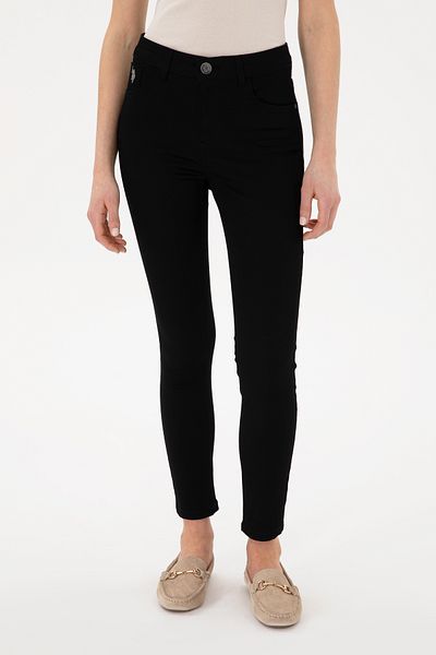 U.S. Polo Assn. Women's Black Toothpick Fit Canvas Trousers 50309087 -Vr046