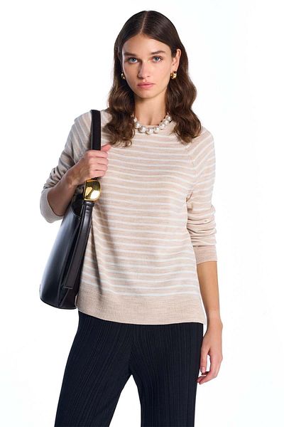 SHERIN Ριγέ μπλούζα Camel Crew Neck