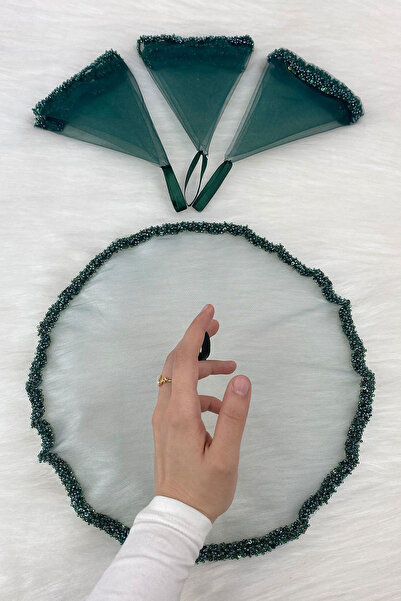 ZEYMERADE منديل العروس الخضراء للعريس مع الخرز الزجاجي واللؤلؤ، ليلة الحناء ل...