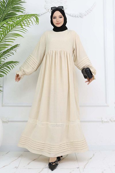 benguen Φόρεμα Hijab με λεπτομέρεια σε χρώμα πέτρας 2207