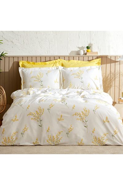 Karaca Loretta 100% Baumwolle Doppelbett Bettwäsche Set, Gelb