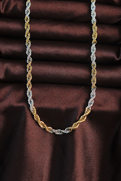 STİLLOVE 316L Steel Double Color Twisted Design Necklace Sl8046