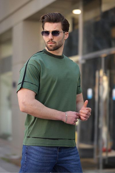 Madmext Ανδρικό T-Shirt Khaki 100% Cotton Crew Neck Basic E7140