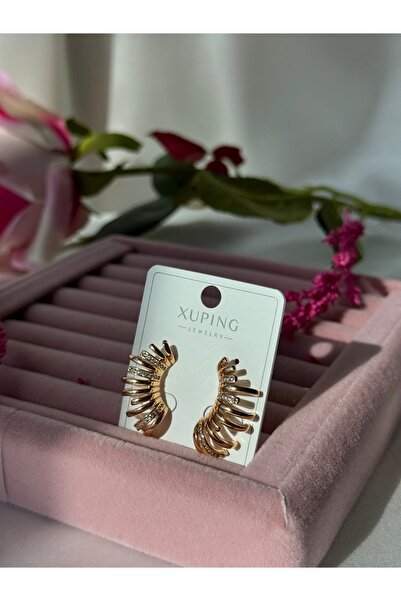 XUPING JEWELRY Xuping Gold Rose Renkli Kulakta Tek Delikle 11 Görünümlü Vip Küpe