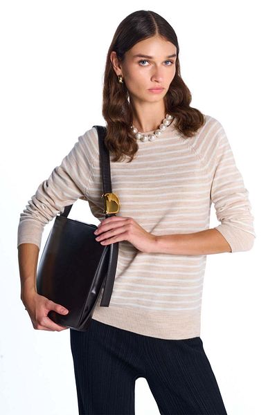 SHERIN Ριγέ μπλούζα Camel Crew Neck