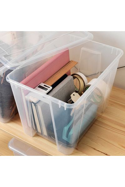 IKEA SAMLA Box with Lid, Transparent, 39x28x28 cm, 22L – Durable Storage Solution