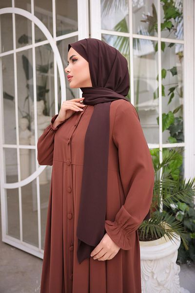 H HİJAB CENTER Bitter Brown Medina Silk Shawl 5030