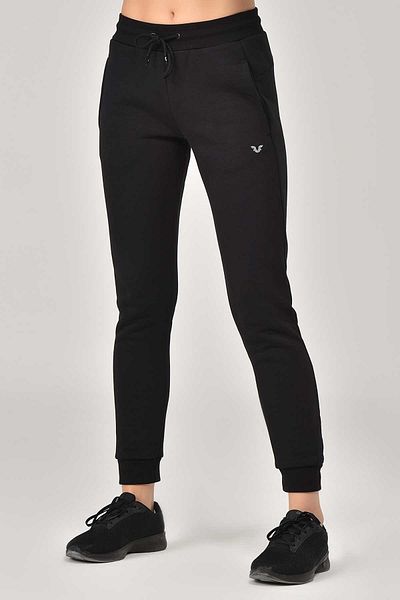 bilcee Pantaloni de sport de iarnă cu picior negru cu nervuri pentru femei (1329)
