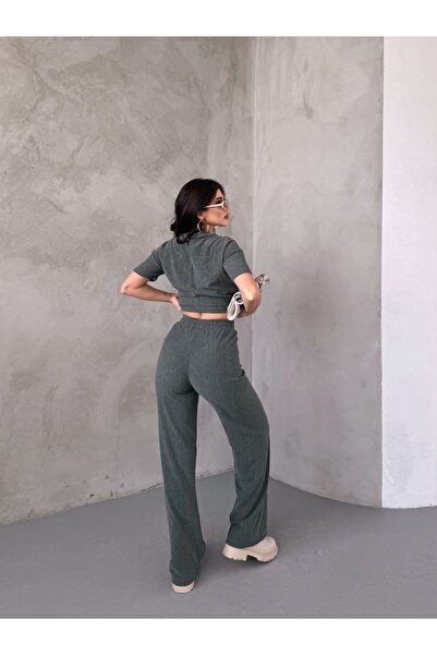 Laressi Wooden Shell Pattern Crop Suit