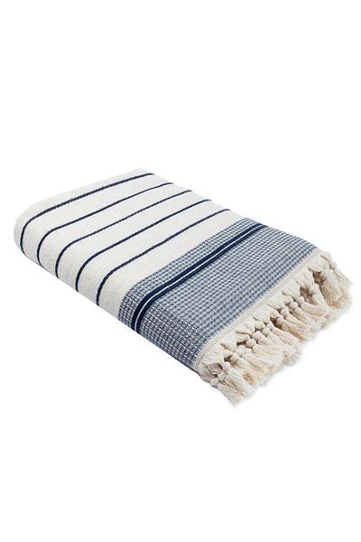 Ecocotton Πετσέτα μπάνιου Arden 100% οργανικό βαμβάκι μείγμα κάνναβης πετσέτα Navy μπλε-μπεζ 70x140 εκ.