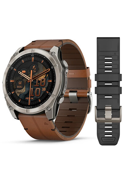 Garmin FENIX 8 - 51 MM, AMOLED, SAPPHIRE BARE TITANIUM, BLACK WITH CHESTNUT L...