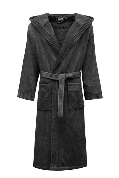 Ecocotton Ecosoft New Ανδρικό Μπουρνούζι 100% Οργανικό Βαμβάκι Dobby Anthracite