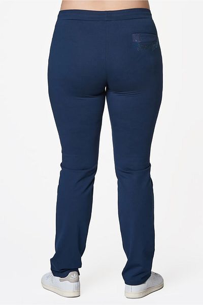 bilcee Pantaloni de sport din bumbac-poliester, albastru bleumarin, cu buzunare mari 6588