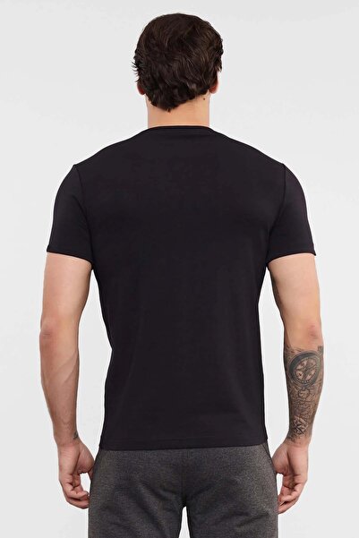 bilcee Ανδρικό μπλουζάκι από μαύρο βαμβακερό λαιμόκοψη αθλητικό και casual βαμβακερό μπλουζάκι 2374