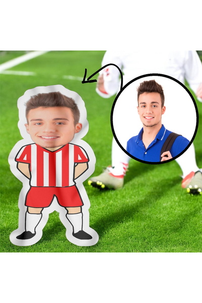 Hediye Deposu Kişiye Özel Futbolcu Bebek Tasarımlı Şekilli Yastık