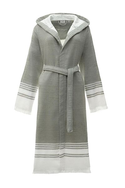 Ecocotton Γυναικείο μπουρνούζι Erva - 100% οργανικό βαμβάκι, λινό και μελανζέ χακί