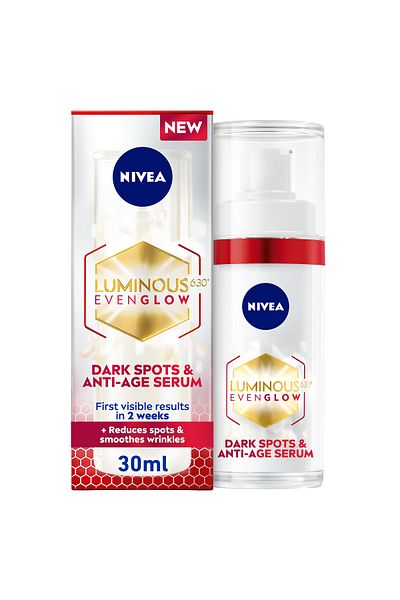 NIVEA NIVEA LUMINOUS630 Even Glow Dark Spots and Anti-Age Face Serum with Hyaluronic Acid, 30ml