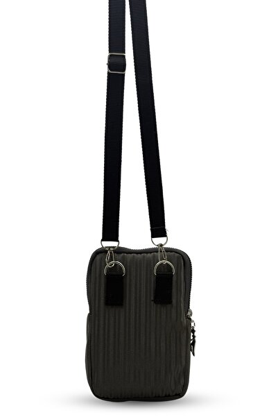 Bersia Geantă pentru telefon din piele gri cu 2 compartimente