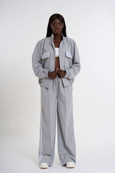 HANIQA Striped Cardigan Tracksuit Set